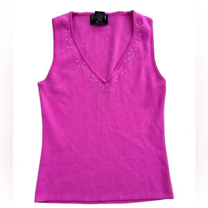 Vintage Pink Women's Sweater Tank Top Size Petite Small Top, Y2K